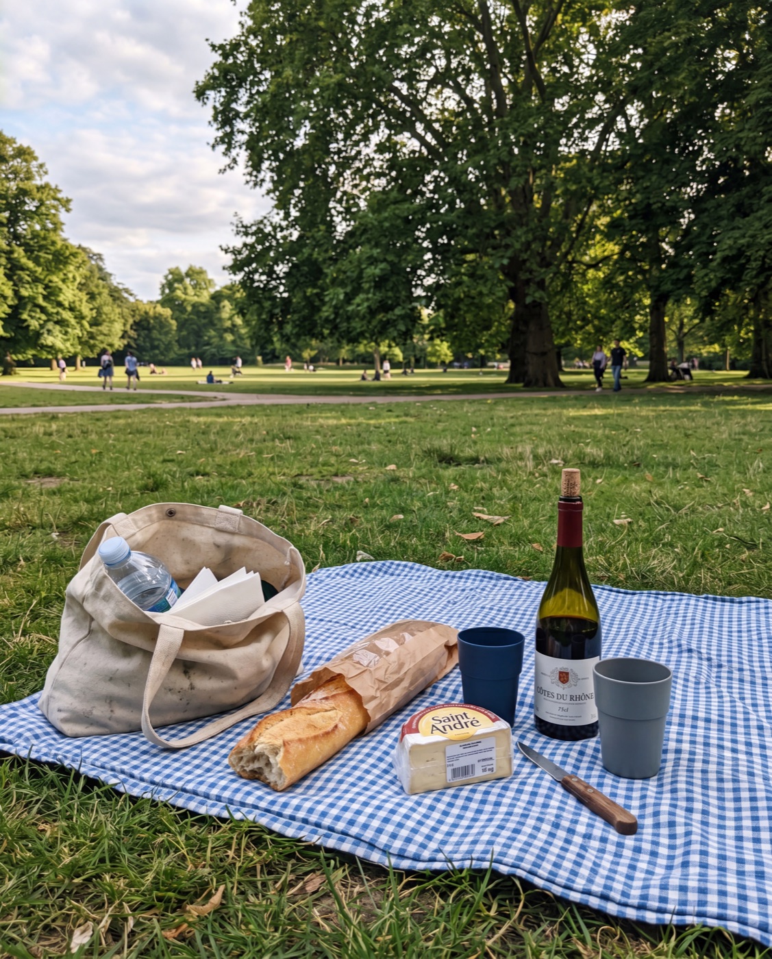 Simple picnic spread in the park